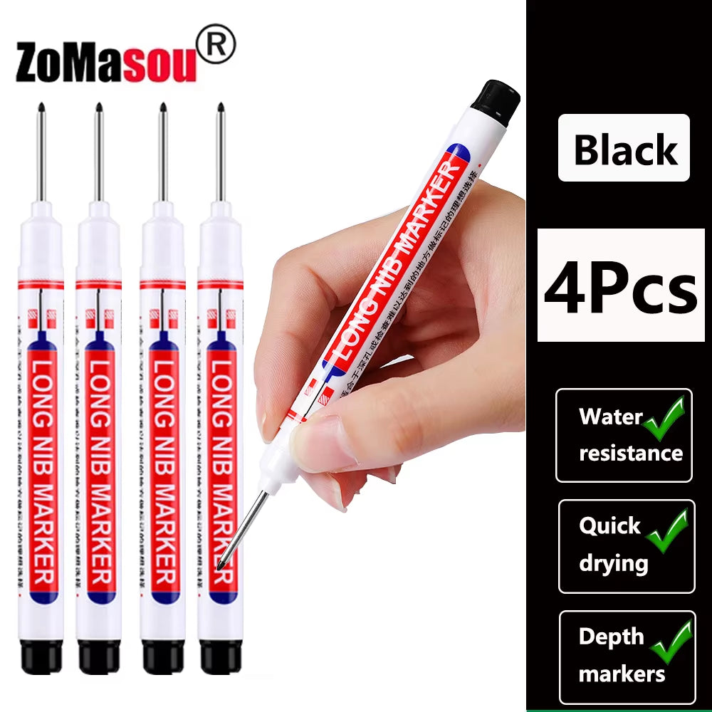 1-100Pcs 20Mm Waterproof Long Head Markers Deep Hole Marker Pen for Metal Carpenter Red/Black/Blue/Green Ink Woodworking Tools