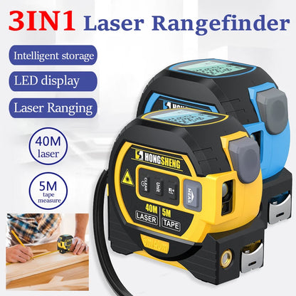 3 in 1 Laser Tape Measure Rangefinder 5M Tape Ruler Infrared High-Precision Intelligent Electronic Ruler Building Distance Meter