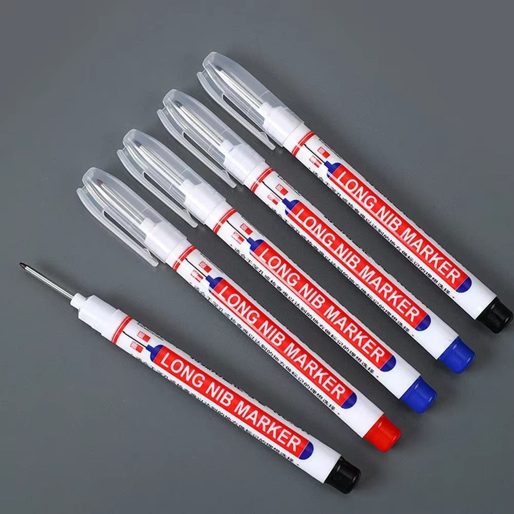 1-100Pcs 20Mm Waterproof Long Head Markers Deep Hole Marker Pen for Metal Carpenter Red/Black/Blue/Green Ink Woodworking Tools