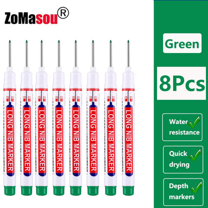 1-100Pcs 20Mm Waterproof Long Head Markers Deep Hole Marker Pen for Metal Carpenter Red/Black/Blue/Green Ink Woodworking Tools