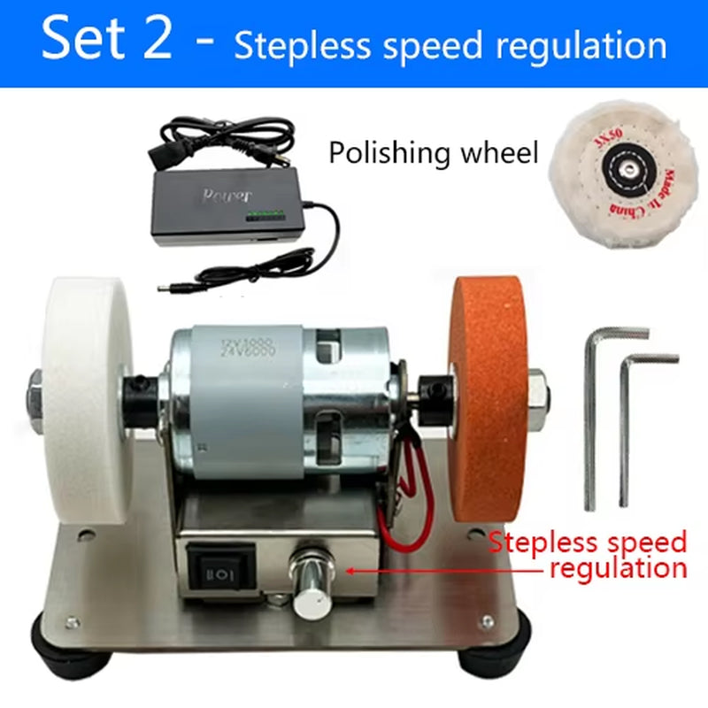 100W Double Grinder Machine Artifact Table Grinder Motor Micro Coarse and Fine Polishing Electric Grinding Wheel Grindig Stone