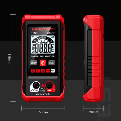 HT123 Smart Digital Multimeter AC/DC Voltage Resistance Continuity Measurement Tester NCV Multimeter with Backlight