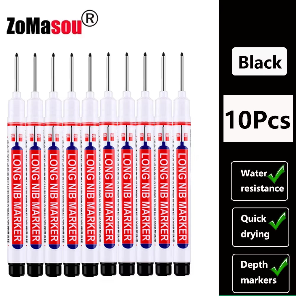 1-100Pcs 20Mm Waterproof Long Head Markers Deep Hole Marker Pen for Metal Carpenter Red/Black/Blue/Green Ink Woodworking Tools