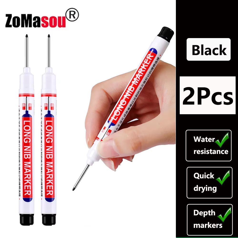 1-100Pcs 20Mm Waterproof Long Head Markers Deep Hole Marker Pen for Metal Carpenter Red/Black/Blue/Green Ink Woodworking Tools