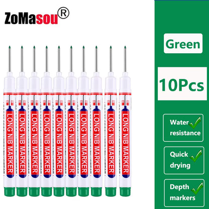 1-100Pcs 20Mm Waterproof Long Head Markers Deep Hole Marker Pen for Metal Carpenter Red/Black/Blue/Green Ink Woodworking Tools