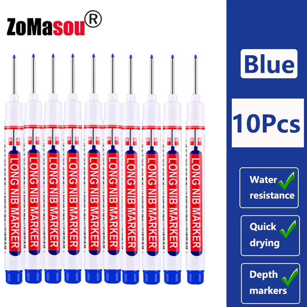 1-100Pcs 20Mm Waterproof Long Head Markers Deep Hole Marker Pen for Metal Carpenter Red/Black/Blue/Green Ink Woodworking Tools