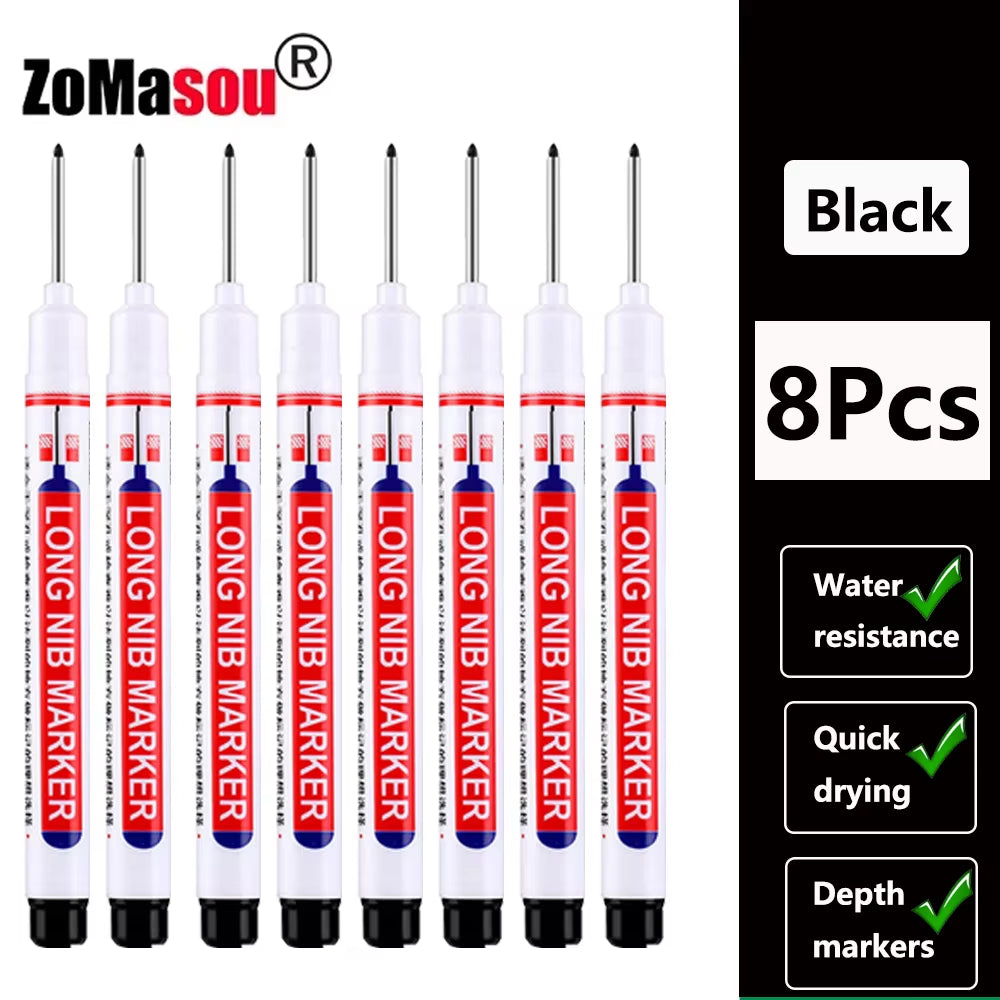 1-100Pcs 20Mm Waterproof Long Head Markers Deep Hole Marker Pen for Metal Carpenter Red/Black/Blue/Green Ink Woodworking Tools