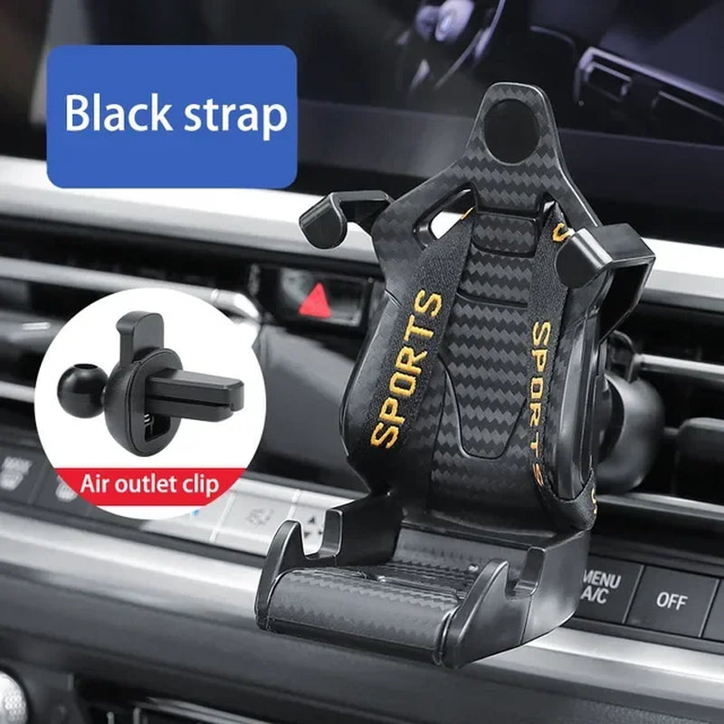 360 Carbon Fiber Pattern Racing Seat Shaped Car Phone Bracket GPS Support for Different Phone Models Air Vent Universal Tools Ne