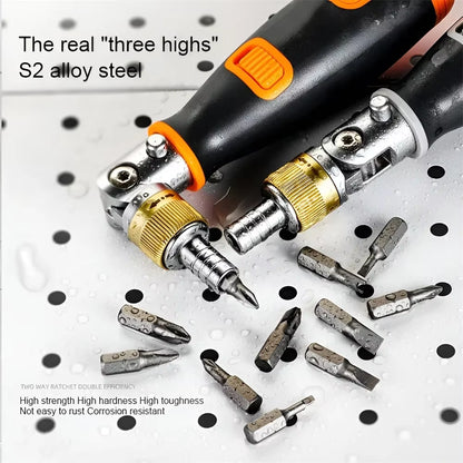 10 in 1 Multi-Angle Bidirectional Ratchet Screwdriver Adjustable Angle Hidden Bit Magazine Portable Multifunctional Repair Tools