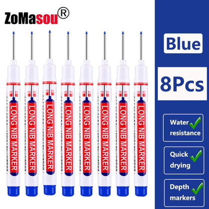 1-100Pcs 20Mm Waterproof Long Head Markers Deep Hole Marker Pen for Metal Carpenter Red/Black/Blue/Green Ink Woodworking Tools