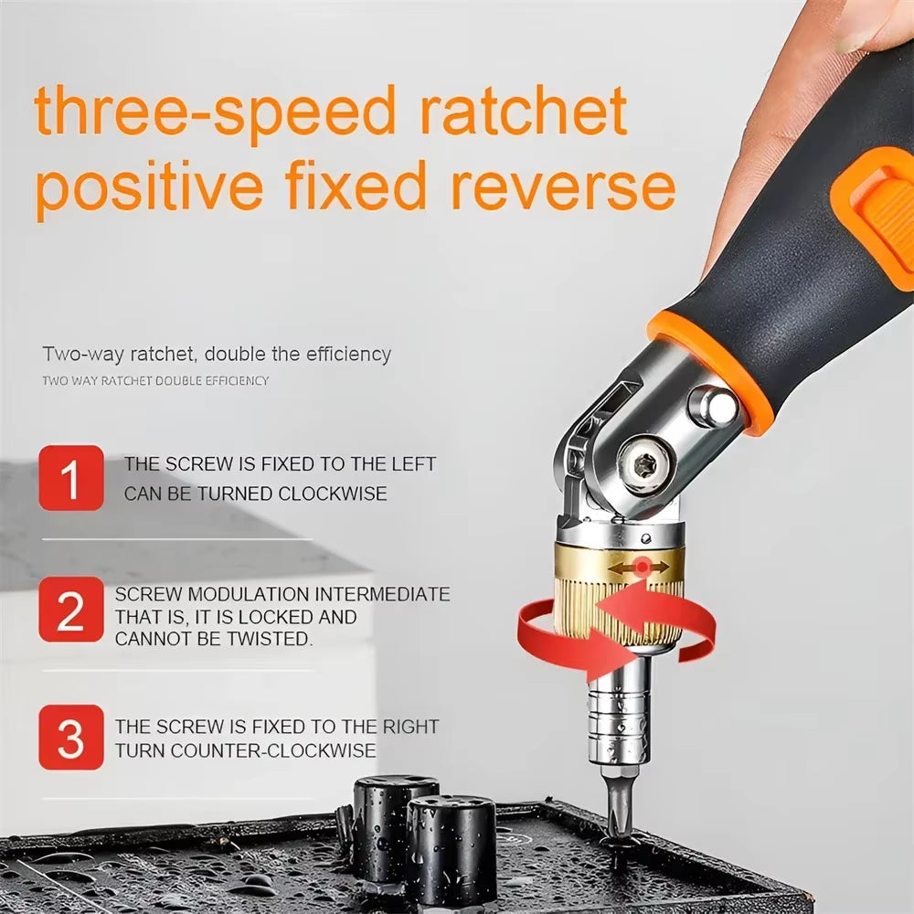 10 in 1 Multi-Angle Bidirectional Ratchet Screwdriver Adjustable Angle Hidden Bit Magazine Portable Multifunctional Repair Tools